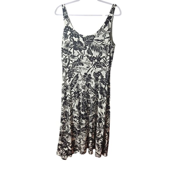 Black & White Floral Sleeveless Maxi Dress By Loft Petites Size LP Polyester Ble - Picture 1 of 6